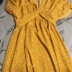 SHEIN Yellow Floral Midi Dress